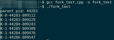 fork()示例输出结果